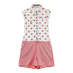 サイズ：S LE COQ GOLF ルコックゴルフ  フレンチスリーブポロ オールインワン 星柄 レッド系 [240101525944] ゴルフウェア レディース ストスト