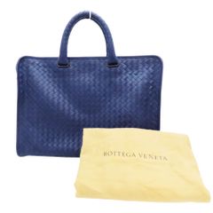 ≪値下げ≫ 【中古】BOTTEGA VENETA ボッテガヴェネタ ブリーフケース イントレチャート 青 型番:B04327320I レザー メンズ ビジネス ショルダー欠品 A2401833 【無料ギフトラッピング承ります】