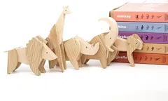 TSマネジメント ESNAF TOYS マグネット 積み木 手作り 知育 インテリア 木製 天然木 Animal Kingdom 動物王国 5種セット