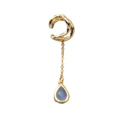 【ブルー×ワンサイズ】[Cream dot. クリームドット公式] イヤーカフ レディース  イヤーカフ 金属アレルギー ニッケルフリー ドロップ ストーン 多面カット 揺れる チェーン カラーストーン 片耳用 大人 