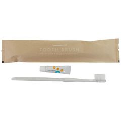 ハブラシセット　28穴　5g　アクア(R-PET)　ナチュラル　クラフトラミ袋入　200本