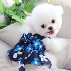 犬 ハーネス 花柄 リード付き ドッグウェア 犬服 春 夏 通気性良い ペット用 犬用ウェア 犬のハーネス ワンピース 胴輪 ペットグッズ ペット服 かわいい 夏服 春服 小型犬 お散歩 服 犬の服 簡単装着