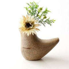 ウッドベース フラワーベース 花瓶 木製 鳥 おしゃれ かわいい マンゴーウッド バード ナチュラル 花器 S