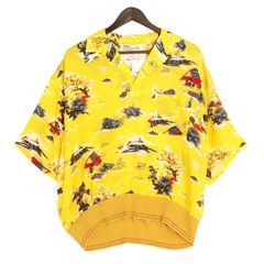 未使用品 DAIRIKU(ダイリク) クリフ アロハ リブ シャツ オープンカラー 開襟 プルオーバー ハワイアンシャツ サイズL 古着