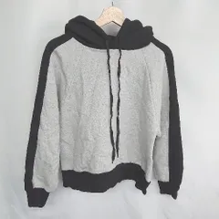 ◇ ⊇ NANING9 裏起毛 バイカラー 長袖 パーカー サイズF グレー ブラック レディース E  【1410100008636】のサムネイル