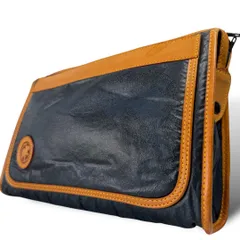 【良品】HUNTING WORLD ハンティングワールド クラッチバッグ セカンドバッグ ビジネス かばん 鞄 イタリー ヌメ革 ロゴ