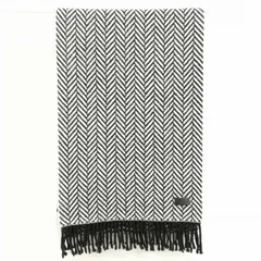 サンローラン パリ SAINT LAURENT PARIS ウール カシミヤ ヘリンボーン フリンジ マフラー ストール ブラック系のサムネイル
