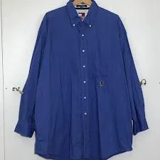 TOMMY HILFIGER トミーヒルフィガー ボタンダウン 長袖シャツ ワンポイントロゴ オーバーサイズ  ホンコン製 メンズ 7－1/2 スカイブルー