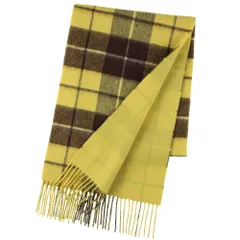 [Elensia] エレンシア カシミヤブレンド リバーシブル マフラー レディース メンズ UVカット98%以上 チェック 30×186cm 160g 全13色 イエロー [イエロー]