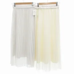 アースミュージック&エコロジー EARTH MUSIC & ECOLOGY おまとめ2点セット すきな丈シフォンプリーツスカート チュールプリーツ ロング F 白 ホワイト ベージュ 1N41L0L0300 1N41L0400 /SS 0917