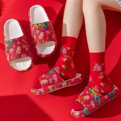 サンダル　スリッパ　中国　中国東北柄　ルームシューズ　牡丹鳳凰　ソフトスリッパ　アジアン雑貨　シノワズリ