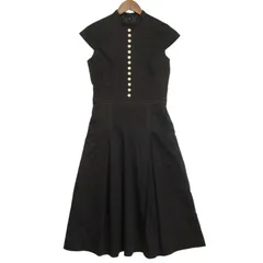 Lois CRAYON ロイスクレヨン 春夏 ストレッチ★ フレア ワンピース Sz.M レディース 黒