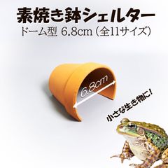 【素焼き鉢 シェルター ドーム型 6.8cm】爬虫類　両生類　 熱帯魚　トカゲ　カメ　ザリガニ　カエル　昆虫　アクアリウム　テラリウム　テラコッタ　陶器　植木鉢　安い　隠れ家　保湿