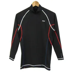 フィラ 長袖Ｔシャツ トップス ハイネック ラッシュガード スポーツウエア メンズ Lサイズ 黒×赤×青 FILA 【中古】