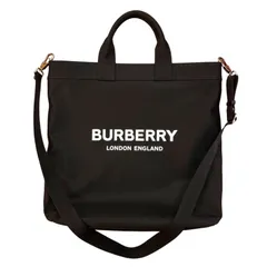 【上美品⭐️BURBERRY バーバリー】 ARTIE TOTE BAG   アルティエ 2WAY ショルダーショッピング トートバッグ　ブラック　ロゴプリント  ナイロン　8026233   ワンオーナーユーズド品 （AYA）1250416035003YSOのサムネイル