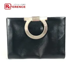Salvatore Ferragamo サルヴァトーレフェラガモ クラッチバッグ ビッグ ガンチーニ ロゴ レザー ブラック
