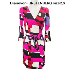 美品　ダイアンフォンファステンバーグ　DianevonFURSTENBERG シルク　ワンピース　2、M レディース　S5P149