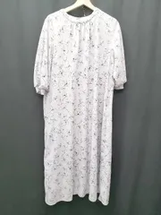 ◇ ⊂　◎ GLACIER lusso グラシア ルッソ 花柄 七分袖 膝下丈 ワンピース サイズL グレージュ系　ブラック レディース P  【1410230024254】