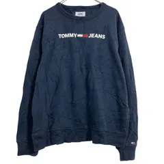 TOMMY JEANS ロゴスウェット トレーナー L ネイビー トミージーンズ プルオーバー 裏起毛 古着卸 アメリカ仕入 a703-5162