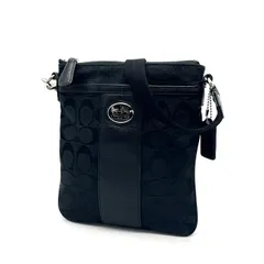 【中古】良品 COACH コーチ シグネチャー キャンバス  レザー ショルダー バッグ eY0664N