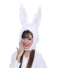 モフモフウサギキャップ ホワイト 白 うさぎ 兎 ふわふわ かぶりもの 着ぐるみ キャップ 帽子 変装 パーティー 仮装 変装 ハロウィン コスプレ イベント マラソン 宴会 2次会 余興 CAP 変装 パーティグッズ コスプレ