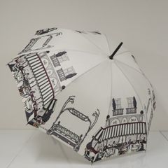 高級傘 Guy de Jean ギィドゥジャン USED品 パリ メトロポリタン 建物 街並み おしゃれ プリント 60cm S2974