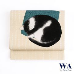 新品・未使用 WAKKA 正絹 京袋帯【アンモニャイト／ハチワレ】お仕立て上がり 着物 帯 カジュアル 一重太鼓 OB-63