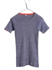 【お得なクーポン配布中!】 70s クルーネック リブ編み カットソー メンズ XS レディース S 程/ ヴィンテージ ストレッチ 半袖 Tシャツ ニット 無地 シンプル トップス