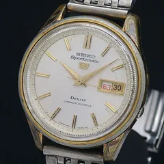 セイコー AT/自動巻 1619-7010 セイコー5 スポーツマチック デラックス デイデイト 25石 ラウンド シルバー文字盤 メンズ腕時計 STU