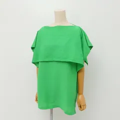 ■美品■ISSEY MIYAKE イッセイミヤケ ブラウス サイズ2 シワ加工 シャツ ビッグカラー 楊柳プリーツ 半袖 グリーン 【見直し】 ブランド古着【中古】20240513/GP7903のサムネイル