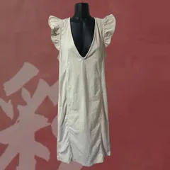 GRL　グレイル　Vネック　ワンピース　ベージュ　フリル袖　ひざ丈