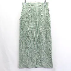 ◇ ⊇ ◎●未使用● earth music&ecology チェック柄 ロング丈 タイト スカート サイズM グリーン系 レディース E  【1409100061703】