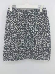 ◇ LOWRYS FARM ローリーズファーム 豹柄 レオパード 膝丈 台形 スカート サイズF ライトベージュ ブラック レディース P  【1303090001087】