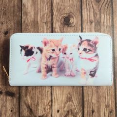 長財布 ライトイエロー 猫柄 ラウンドファスナー i2 | Mercari