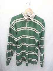 ◇ Θ Brooks Brothers ブルックス ブラザーズ ボーダー 長袖 ポロシャツ サイズL グリーン系 メンズ E  【1507100003959】