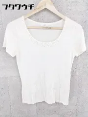 ◇ ROPE ロペ ビーズ 装飾 薄手 ニット 半袖 セーター サイズM ホワイト系 レディース 【中古】 【1002800492008】