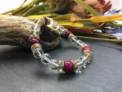 パワーストーン ブレスレット ピンクタイガーアイ&水晶 (ゴールド) 8mm レディース  ●