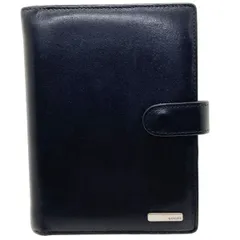 グッチ 手帳カバー ロゴプレート アジェンダ レザー 革 ブラック 黒 039 3731 GUCCI システム手帳カバー ダイアリー アドレス帳 メモ帳 6穴式 ブランド小物【中古】