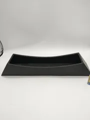 花器 四角形 台形 黒色 大型 花台 窯 工房 池坊 フラワーベース 水盤 華道具 花瓶 変形 シンプル 生花 華道 磁器 手作り アンティーク レア レトロ インテリア ビンテージ 昭和 24428四つ葉[YT00443]