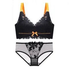 ☆ ブラック ☆ 34/75AB ☆ ブラジャーショーツセット pmybrsho1204 ブラジャー ショーツ セット ブラショーツセット フルカップ レース セクシー 盛れる おしゃれ 大人 かわいい 可愛い 脇高 寄せ 上げ リボン フラワー