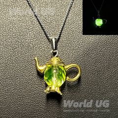 ウランガラス ポットペンダント(金色) 多面体ビーズ 黄色 10mm