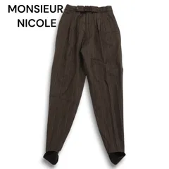 【希少! 初期★デッドストック】MONSIEUR NICOLE ムッシュ ニコル ユキオコバヤシ 秋冬 ストライプ パンツ Sz.L　メンズのサムネイル