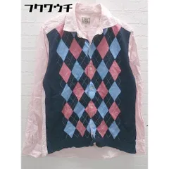 ◇ green label relaxing UNITED ARROWS 切替 アーガイル柄 長袖 シャツ サイズM ピンク系 メンズ 【中古】 【1102110006206】