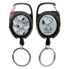  スヌーピー キーホルダー メタリール 総柄 ブルー キーリング 