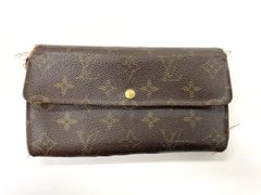 【訳あり】 LOUIS VUITTON ルイ・ヴィトン モノグラム ポシェット･ポルトモネ･クレディ 長財布 M61725 ブラウン フランス製