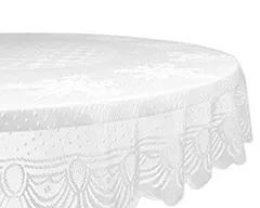 DII Home Essentials 100%ポリエステル 洗濯機洗い可能 シャビーシック ヴィンテージテーブルクロス オーバーレイ 63インチ 円形 花柄レース