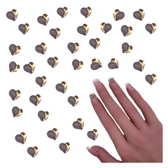 ネイルパーツ ハート ゴールド グレー 8ｍｍ 3Ｄ 立体 カボション 50個 混色 樹脂 ぷっくり レジン封入 貼り付け デコパーツ ハンドメイド 手芸 パーツ BD3826