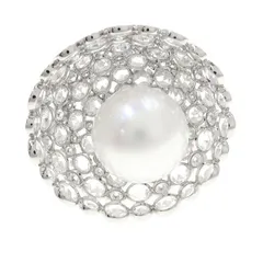 【新品同様】ミキモト　Pt950 アコヤ　本真珠　パール　リング　指輪　ダイヤ MIKIMOTO ミキモト パール ダイヤ リング 現行モデル アコヤ