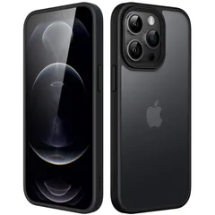 【新着商品】Max) Pro 6.7インチ (12 耐衝撃性ミリタリーグレードの落下防止 iPhone12ProMax つや消しの半透明の背面電話カバー マットケース 指紋防止 JEDirect (ブラック)