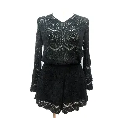 スパイラルガール SPIRALGIRL パンツ サロペット オールインワン ニット 長袖 F 黒 ブラック /MN